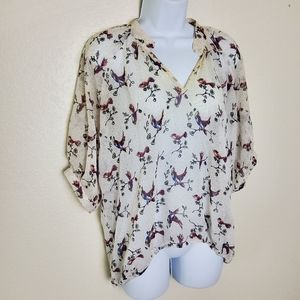 Charlotte Russe Sheer Bird Print Blouse
